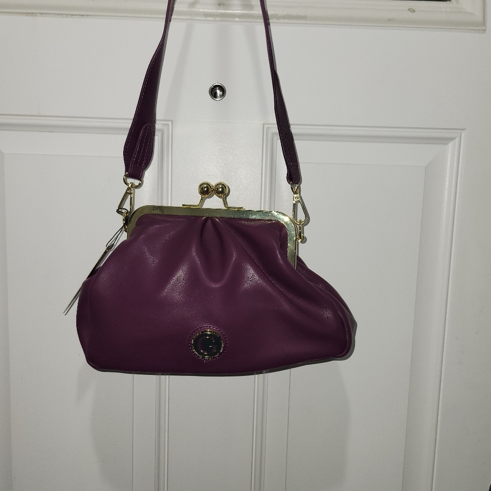 Giselle Paris Shoulder/Crossbody/Clutch Purple Burgundy Vegan Leather Handbag